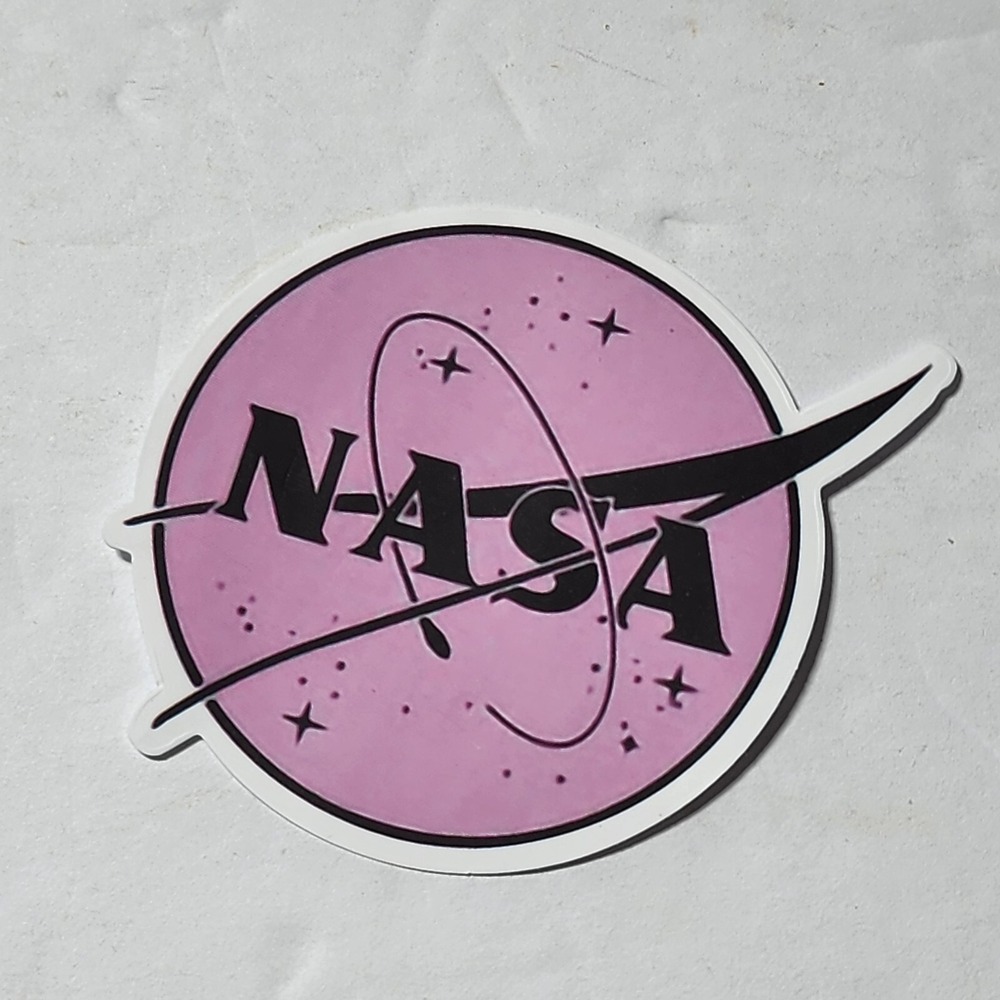 NASA Earth Pink and Black Round Sticker 2.5 Inch Logo Decal New